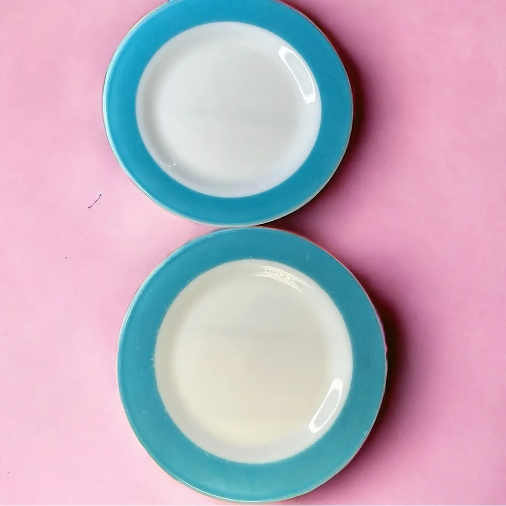 Vintage Pyrex blue Band 10” diner plates